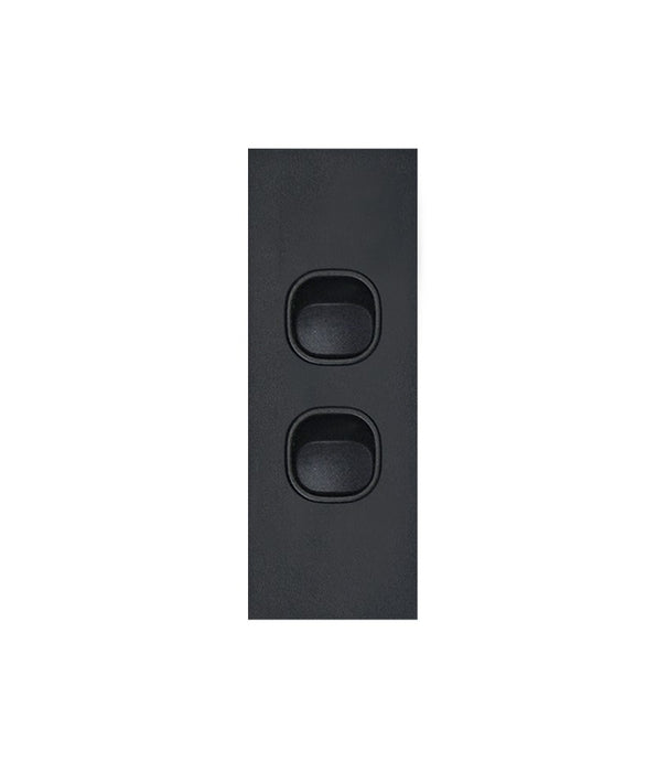 Clouded Leopard Architrave 2 Gang Switch black