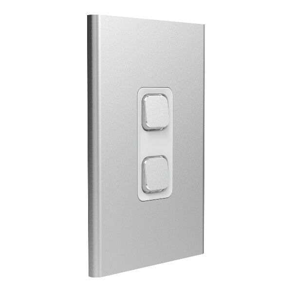 clipsal s3042c sv 2 gang switch plate skin only silver