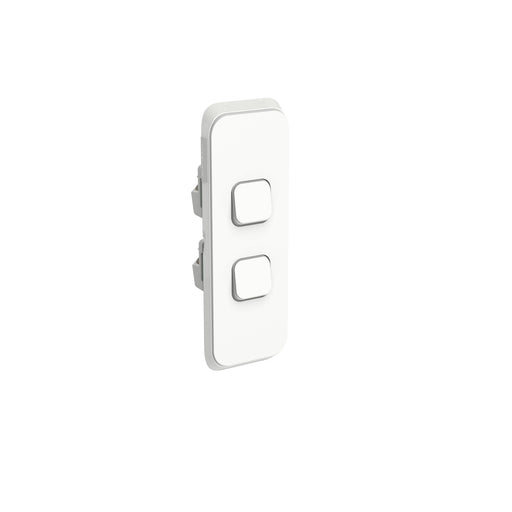 Clipsal Iconic 2 Gang Complete Architrave Switch Vivid White