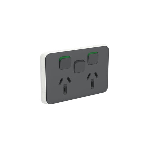 Clipsal Iconic Double Powerpoint With Extra Switch Cover Plate Only Anthracite
