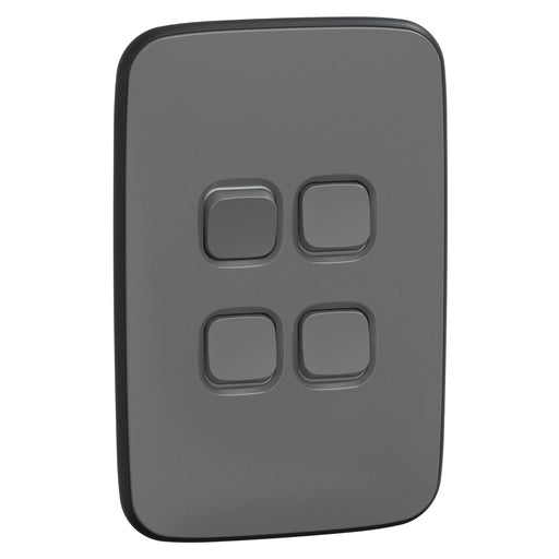 Clipsal Iconic Essence 4 Gang Complete Switch Ash Grey