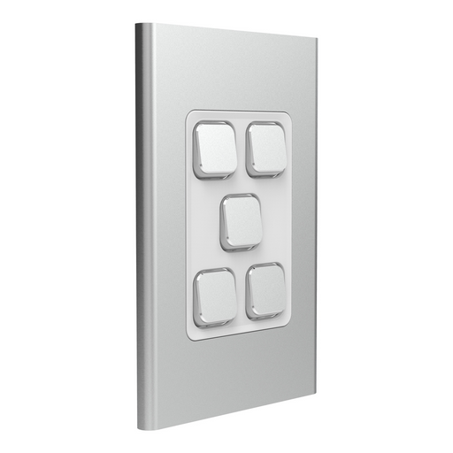 clipsal s3045c sv 5 gang switch plate skin only silver