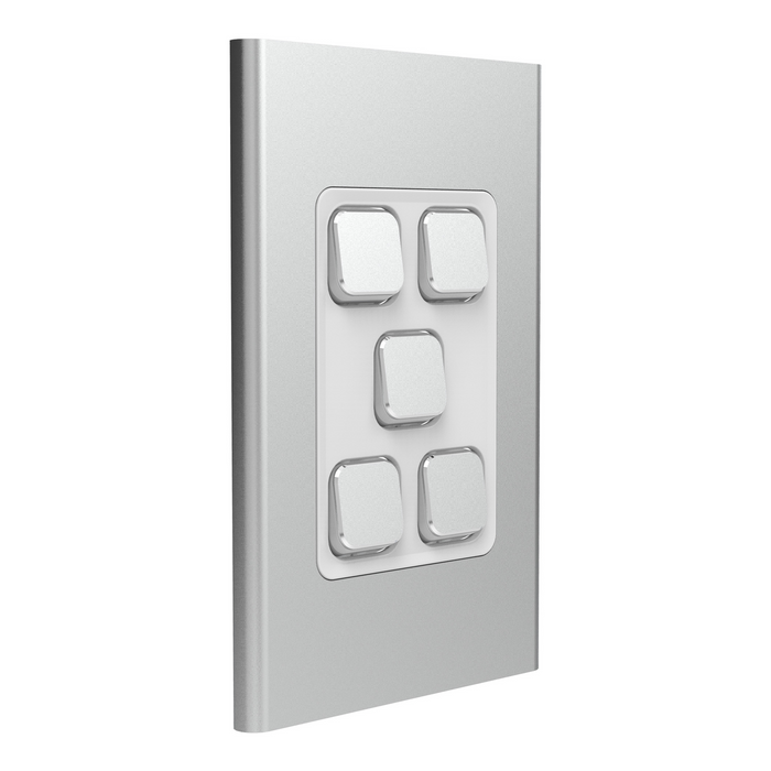 clipsal s3045c sv 5 gang switch plate skin only silver