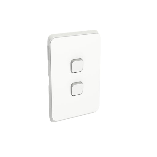 Clipsal Iconic 2 Gang Cover Plate Only Vivid White