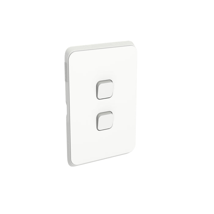 Clipsal Iconic 2 Gang Cover Plate Only Vivid White