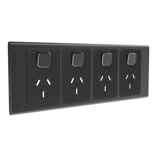 clipsal s3015 4c ce quad switch socket outlet 10a skin only silver shadow