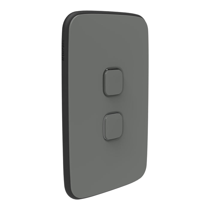 Clipsal Iconic Essence 2 Gang Cover Plate Only Ash Grey