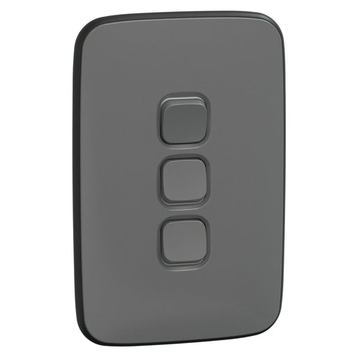 Clipsal Iconic Essence 3 Gang Complete Switch Ash Grey