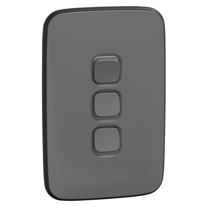 Clipsal Iconic Essence 3 Gang Complete Switch Ash Grey