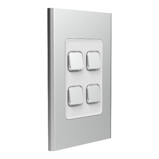 clipsal s3044c sv 4 gang switch plate skin only silver