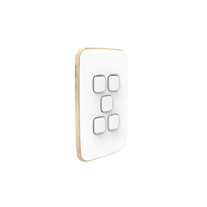 Clipsal Iconic Essence 5 Gang Cover Plate Only Artic White
