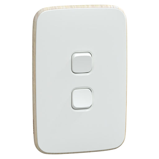 Clipsal Iconic Essence 2 Gang Complete Switch Arctic White