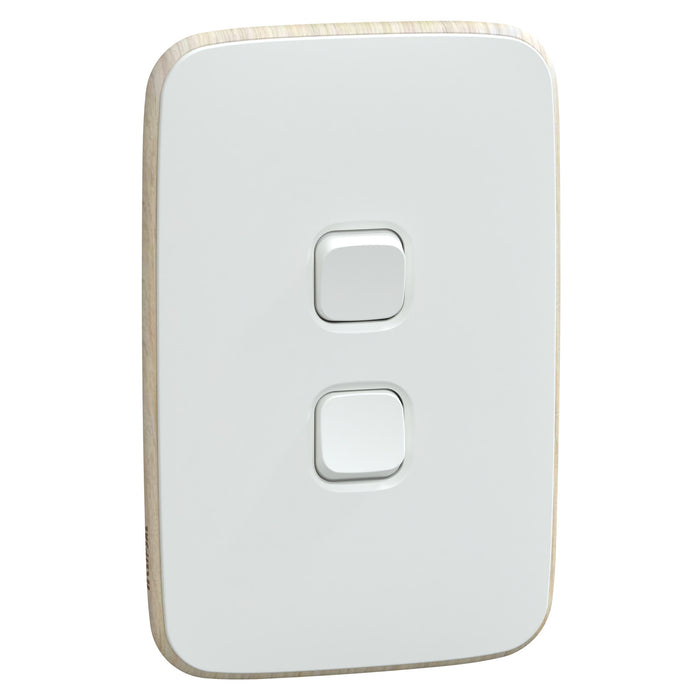 Clipsal Iconic Essence 2 Gang Complete Switch Arctic White