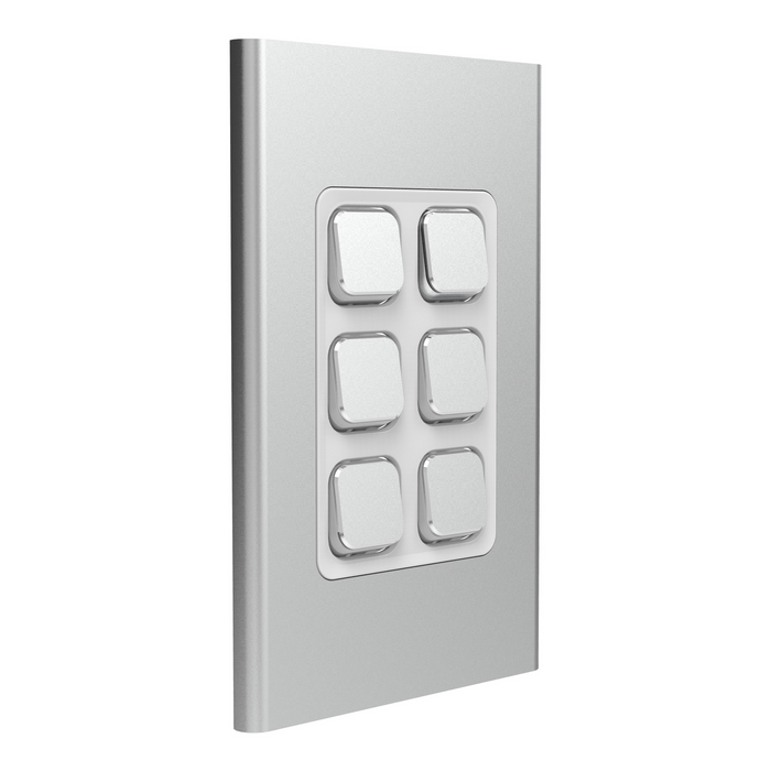 clipsal s3046c sv 6 gang switch plate skin only silver