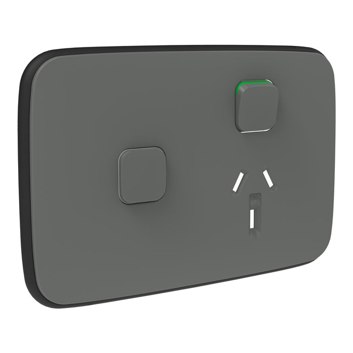 Clipsal Iconic Essence Single Powerpoint With Extra Switch Cover Plate Only Ash Grey