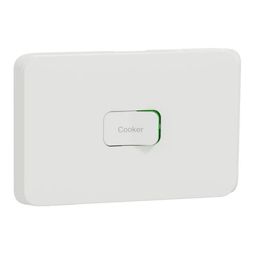 Clipsal Iconic 45a Double Pole Cooker Switch Vivid White horizontal