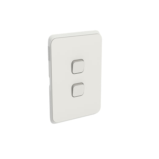 Clipsal Iconic 2 Gang Complete Switch Vivid White