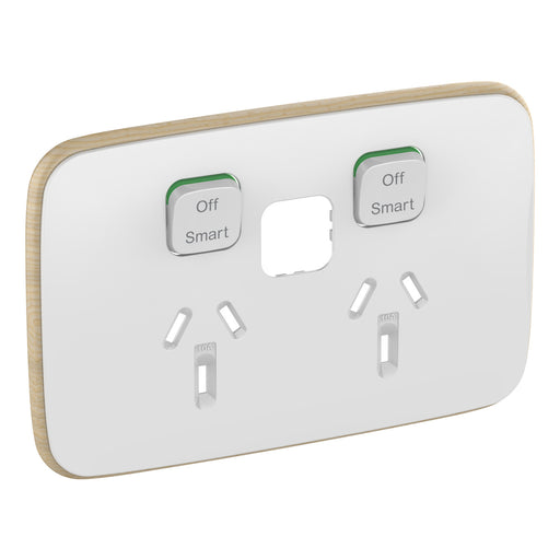 Clipsal Iconic Essence Wiser Double Powerpoint Cover Plate Only Ash Grey