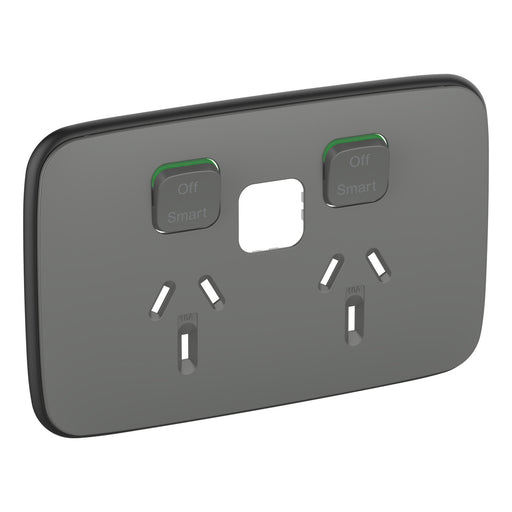 Clipsal Iconic Essence Wiser Double Powerpoint Cover Plate Only Artic White