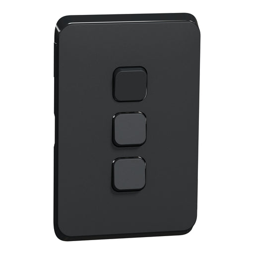 Clipsal Iconic 3 Gang Cover Plate Only Extra Black