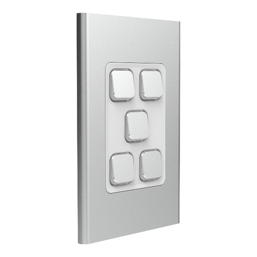 clipsal s3045c sv 5 gang switch plate skin only silver