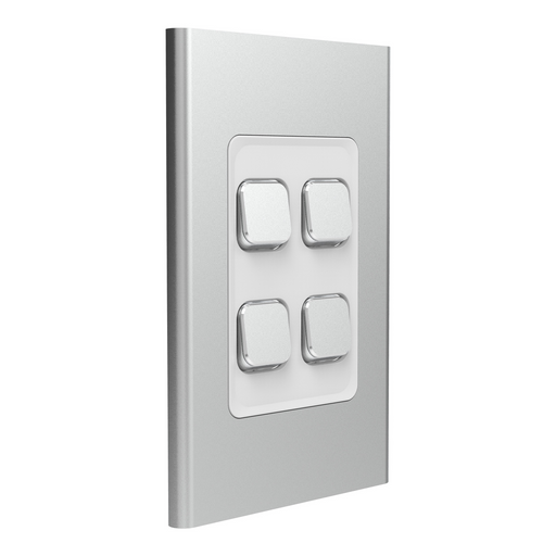 clipsal s3044c sv 4 gang switch plate skin only silver