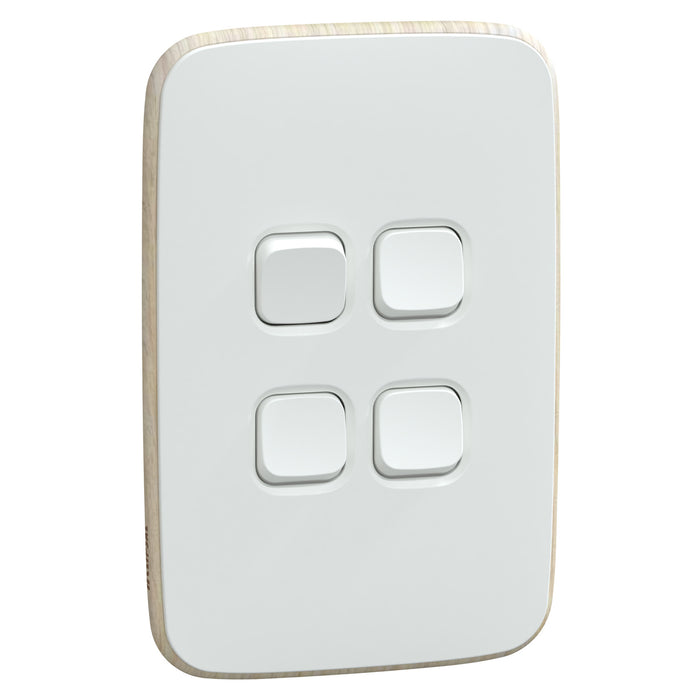 Clipsal Iconic Essence 4 Gang Complete Switch Arctic White
