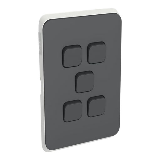 Clipsal Iconic 5 Gang Cover Plate Only Anthracite