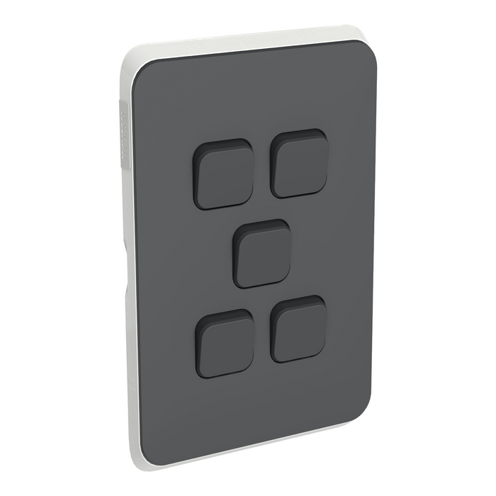Clipsal Iconic 5 Gang Cover Plate Only Anthracite