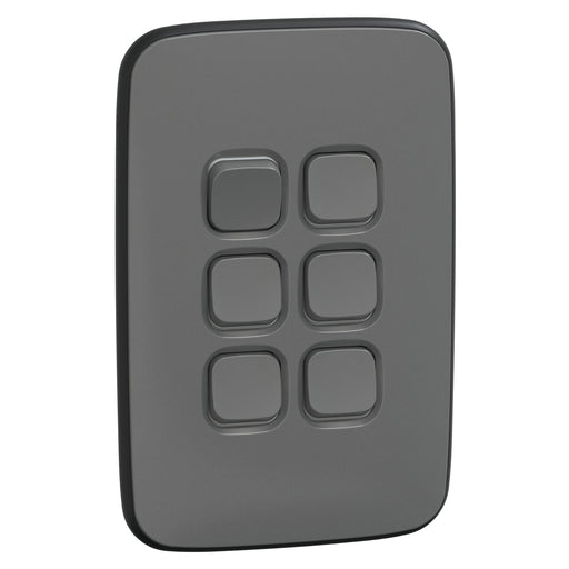 Clipsal Iconic Essence 6 Gang Complete Switch Ash Grey