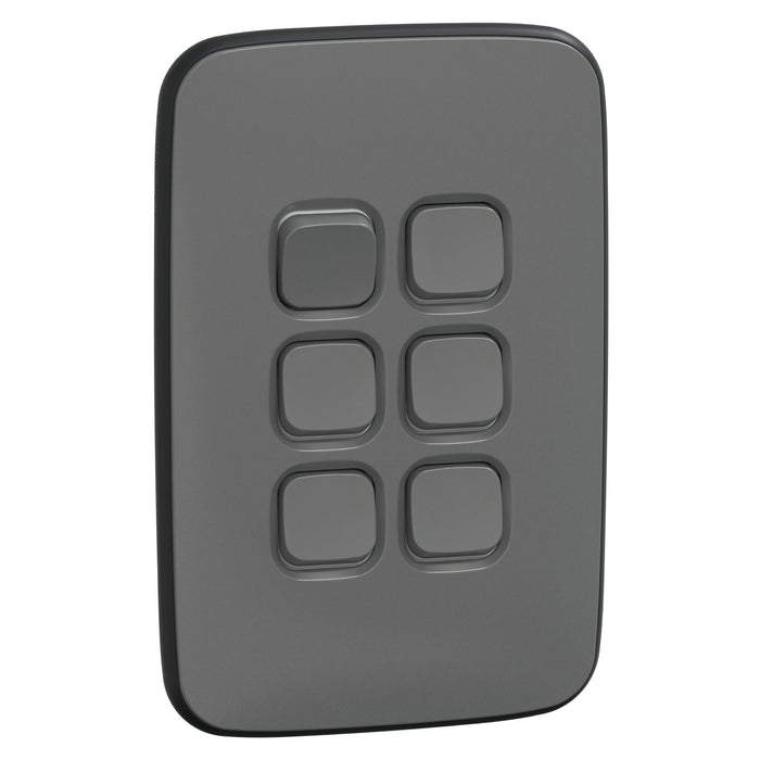 Clipsal Iconic Essence 6 Gang Complete Switch Ash Grey