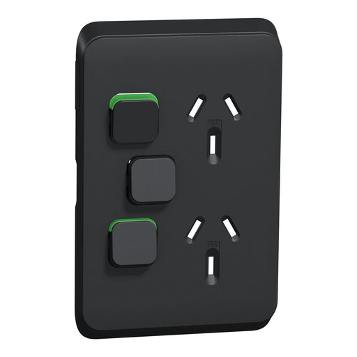 Clipsal Iconic Vertical Double Powerpoint With Extra Switch Cover Plate Only  Extra black