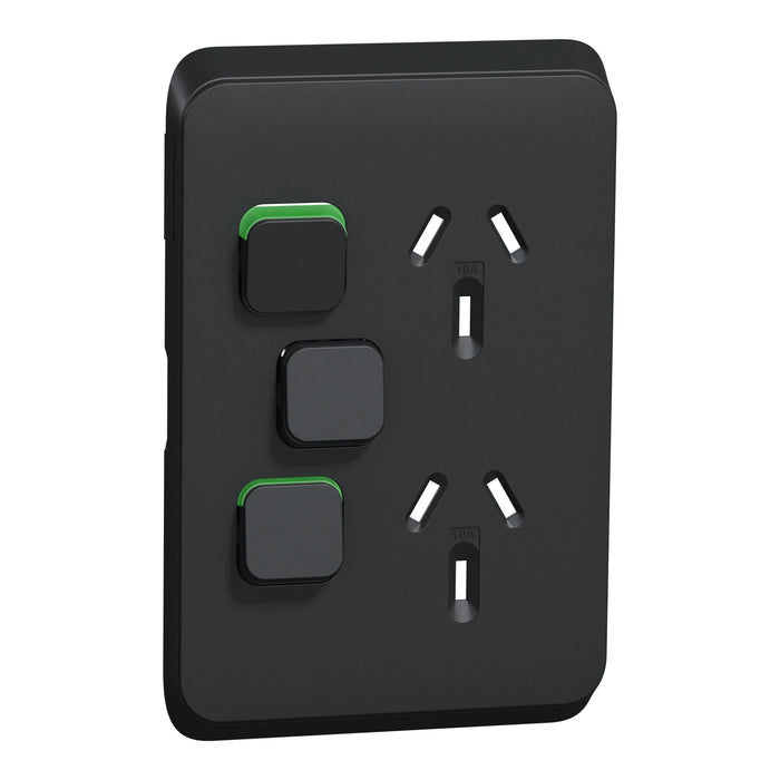 Clipsal Iconic Vertical Double Powerpoint With Extra Switch Cover Plate Only  Extra black