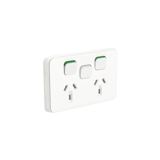 Clipsal Iconic Double Powerpoint With Extra Switch (Removed) Vivid White