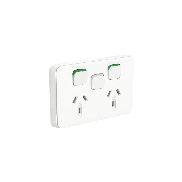 Clipsal Iconic Double Powerpoint With Extra Switch (Removed) Vivid White