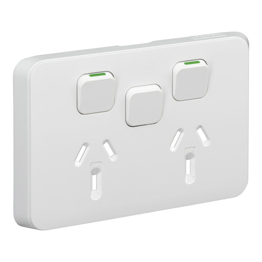 Clipsal Iconic Double Powerpoint With Extra Switch Cover Plate Only Extra White