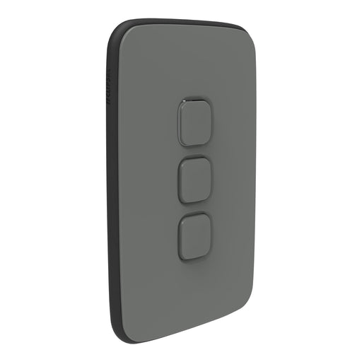 Clipsal Iconic Essence 3 Gang Cover Plate Only Ash Grey