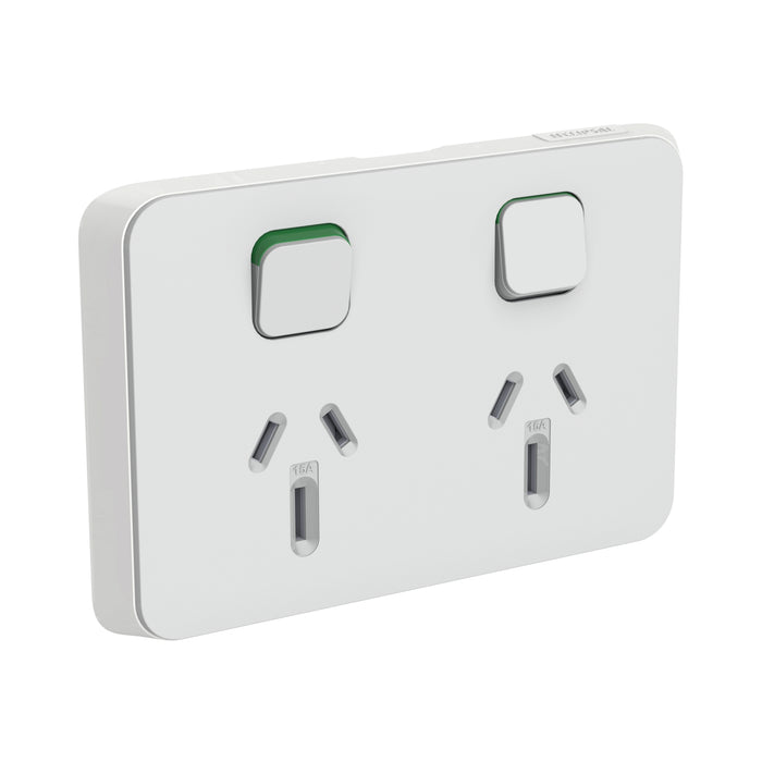 Clipsal Iconic Double Powerpoint 15a Cover Plate Only Cool Grey