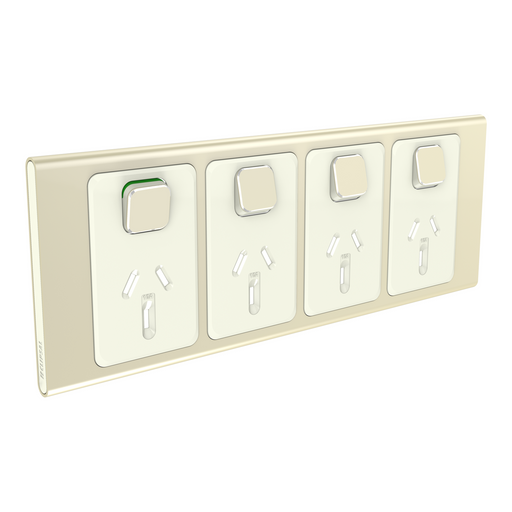 clipsal s3015 4c ce quad switch socket outlet 10a skin only crowne