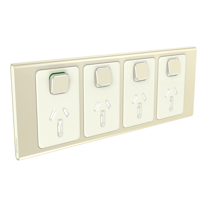 clipsal s3015 4c ce quad switch socket outlet 10a skin only crowne