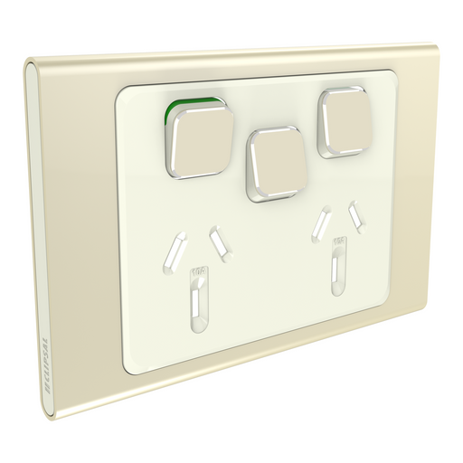 Clipsal Iconic Styl Double Powerpoint With Extra Switch Cover Plate Only Crowne