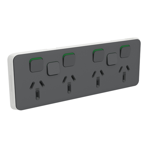 Clipsal Iconic Quad Powerpoint With 2 Extra Switches Cover Plate Only Anthracite