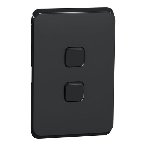 Clipsal Iconic 2 Gang Cover Plate Only Extra Black