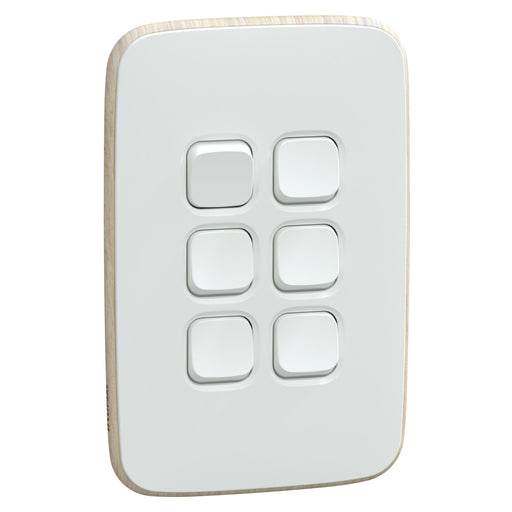 Clipsal Iconic Essence 6 Gang Complete Switch Arctic White