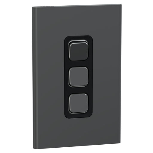 Clipsal Iconic Styl 3 Gang Complete Switch Silver Shadow