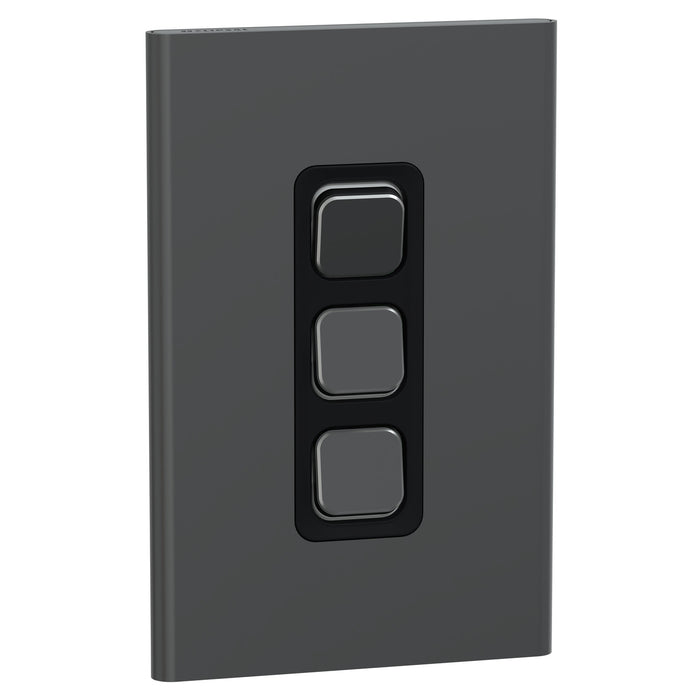 Clipsal Iconic Styl 3 Gang Complete Switch Silver Shadow