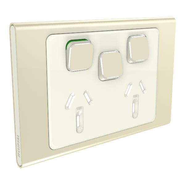 Clipsal Iconic Styl Double Powerpoint With Extra Switch Cover Plate Only Crowne