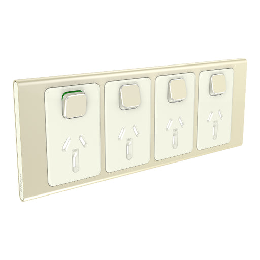 clipsal s3015 4c ce quad switch socket outlet 10a skin only crowne