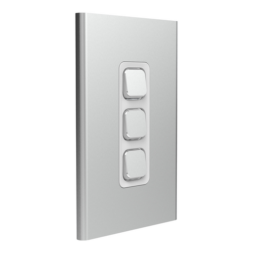 clipsal s3043c sv 3 gang switch plate skin only silver