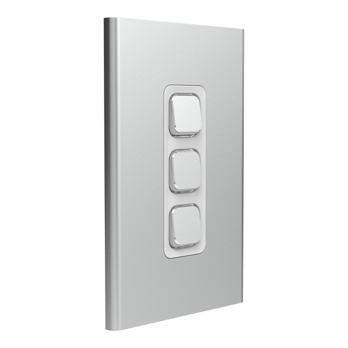 clipsal s3043c sv 3 gang switch plate skin only silver